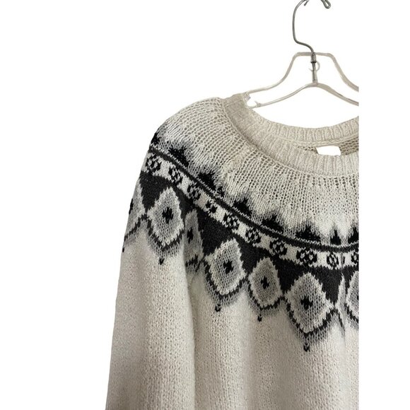 Blair Vintage Knit Sweater White, Gray & Black Fair Isle Pullover Women’s Size M - Picture 4 of 9